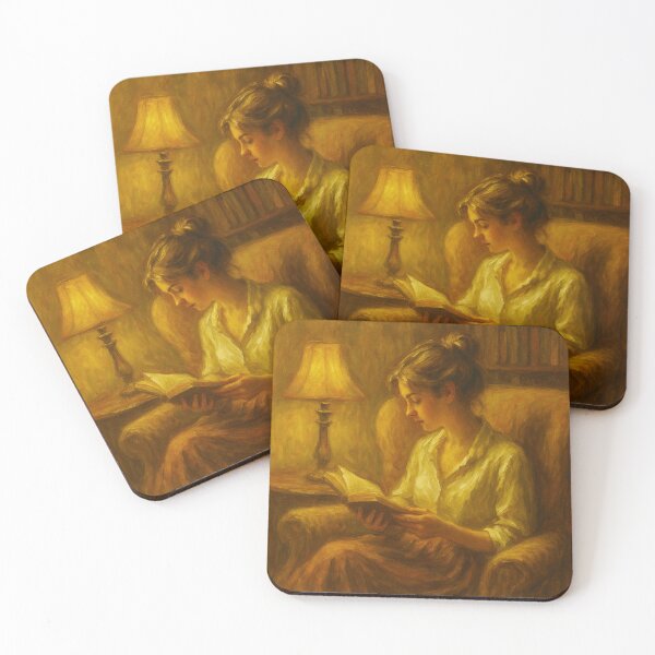 Item preview, Cozy Reading Woman Oil Painting – Warm Literary Wall Art Print designed and sold by BeaconMarketing.