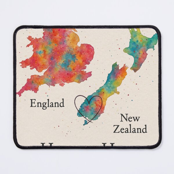 Item preview, England and New Zealand Heart Map Print designed and sold by Aryabek.