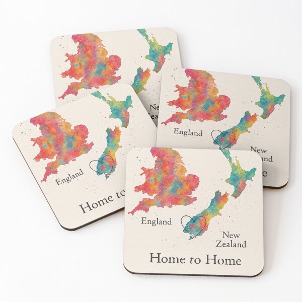 Item preview, England and New Zealand Heart Map Print designed and sold by Aryabek.