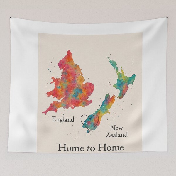Item preview, England and New Zealand Heart Map Print designed and sold by Aryabek.