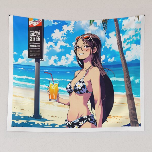 Item preview, T-shirt, of a beautiful girl on the beach, girl on the beach. Anime#3 designed and sold by UrbanTRIP.