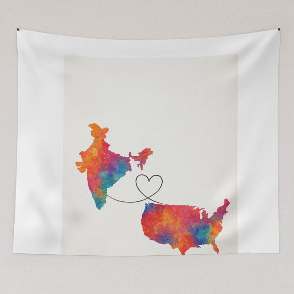 Item preview, India to USA Home to Home Map designed and sold by Aryabek.