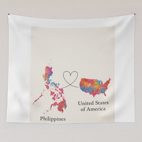 Item preview, Philippines to USA Emotional Map Art designed and sold by Aryabek.