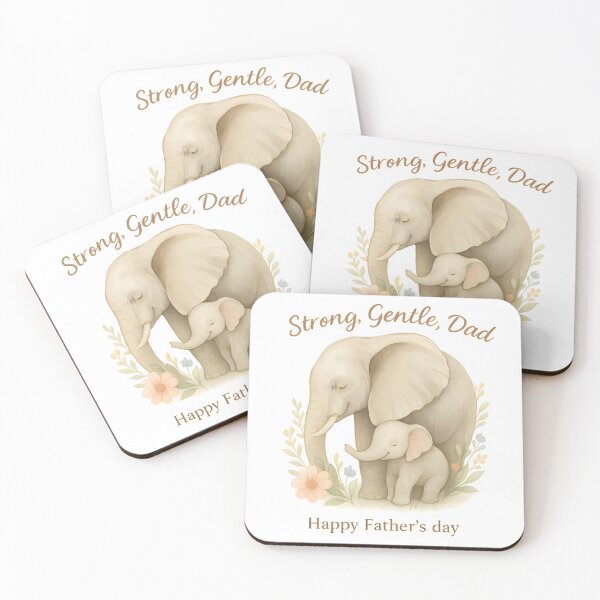 Item preview, Strong, Gentle, Dad – Elephant and Calf Watercolor Art | Father’s Day Animal Print designed and sold by miciana1417.