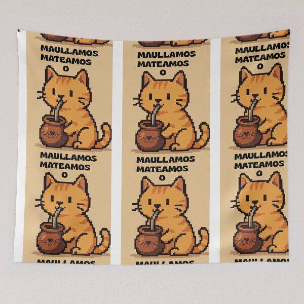Item preview, Let's Mate or Let's Meow - Pixelated Cat Design for Mate Lovers designed and sold by Sofiabenit1.