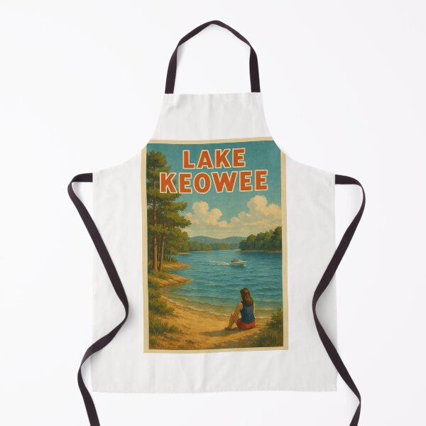 Item preview, Lake Keowee Retro Scenic with Boater and Beach designed and sold by Places On Earth.