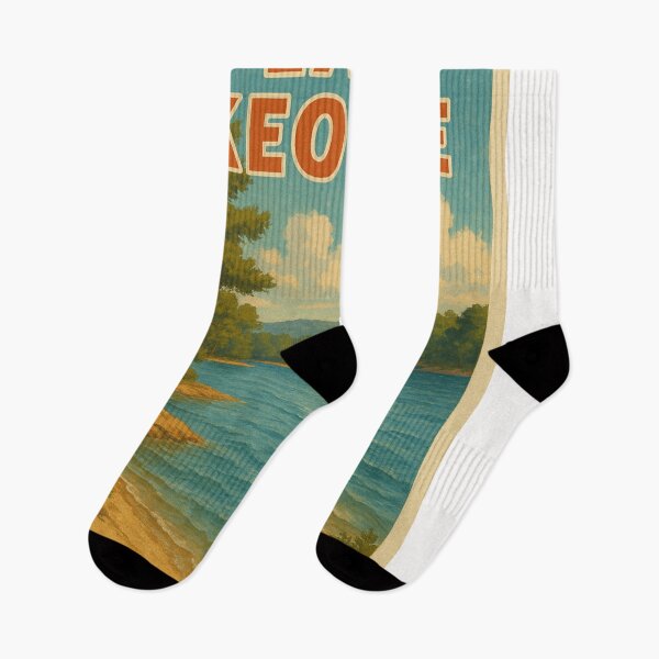 Item preview, Lake Keowee Retro Scenic with Boater and Beach designed and sold by Places On Earth.