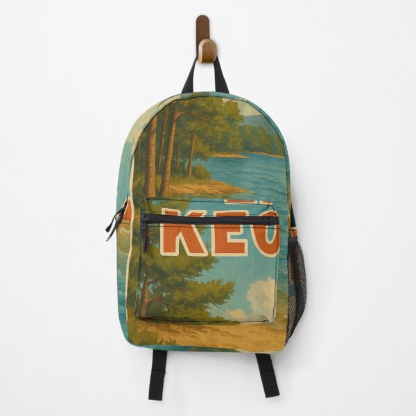 Item preview, Lake Keowee Retro Scenic with Boater and Beach designed and sold by Places On Earth.