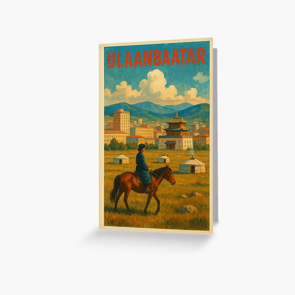 Item preview,  Ulaanbaatar City with Horse Rider and Yurts designed and sold by Places On Earth.