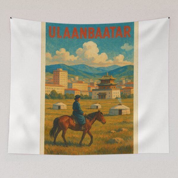 Item preview,  Ulaanbaatar City with Horse Rider and Yurts designed and sold by Places On Earth.