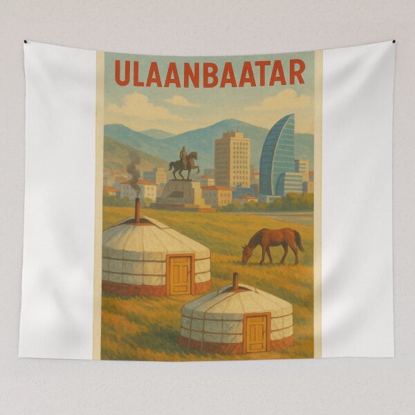 Item preview, Ulaanbaatar Yurts and Modern Skyline Mongolia designed and sold by Places On Earth.