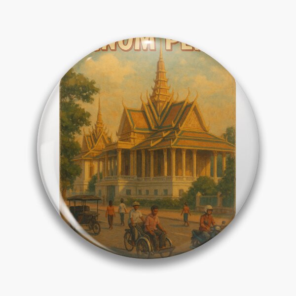 Item preview, Phnom Penh Palace and Street Scene Vintage South East Asia designed and sold by Places On Earth.