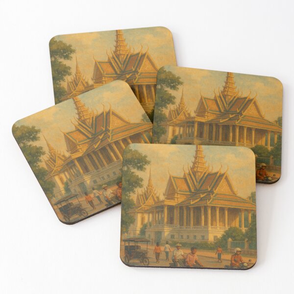 Item preview, Phnom Penh Palace and Street Scene Vintage South East Asia designed and sold by Places On Earth.
