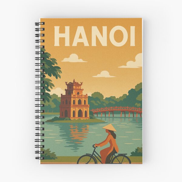 Item preview, Hanoi Retro Vietnam with Cyclist and Turtle Tower designed and sold by Places On Earth.