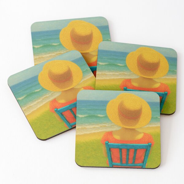 Item preview, Beach Day Art Print – Woman in Sun Hat Ocean View Wall Decor designed and sold by BeaconMarketing.