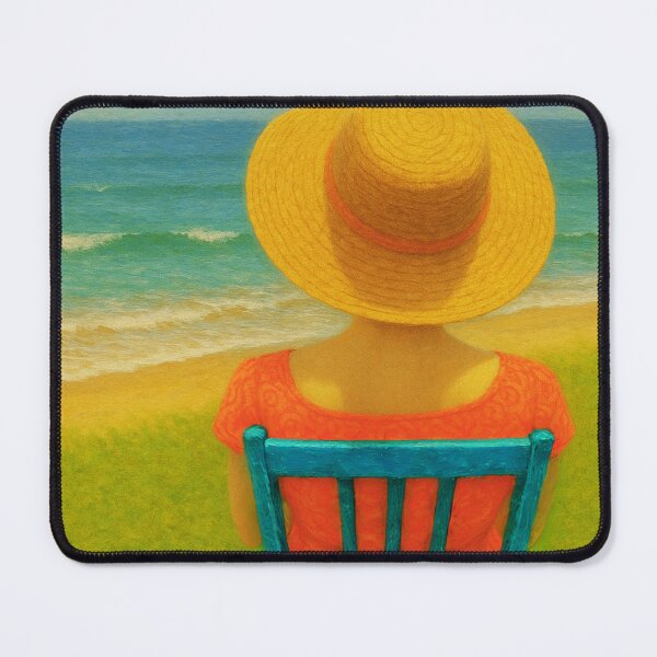 Item preview, Beach Day Art Print – Woman in Sun Hat Ocean View Wall Decor designed and sold by BeaconMarketing.