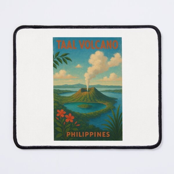Item preview, Taal Volcano Poster with Blooming Tropical Flowers designed and sold by Places On Earth.
