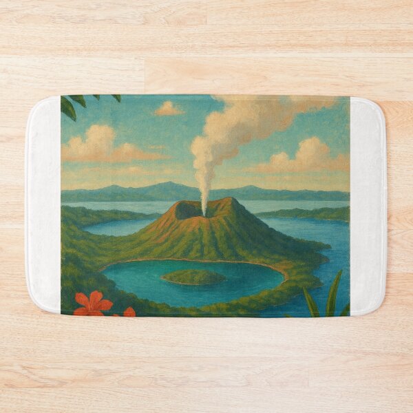 Item preview, Taal Volcano Poster with Blooming Tropical Flowers designed and sold by Places On Earth.