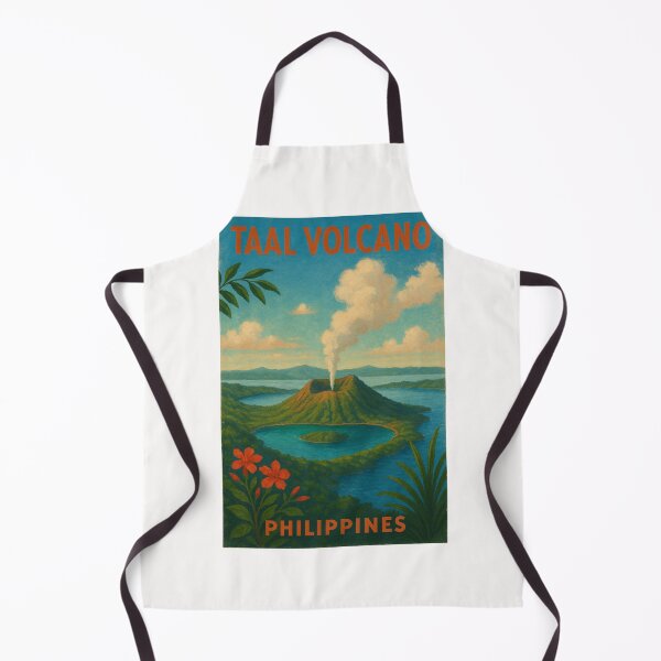 Item preview, Taal Volcano Poster with Blooming Tropical Flowers designed and sold by Places On Earth.