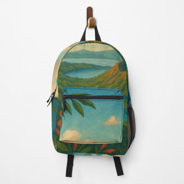 Item preview, Taal Volcano Poster with Blooming Tropical Flowers designed and sold by Places On Earth.