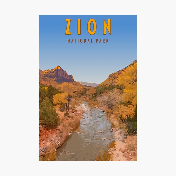 Item preview, Zion National Park Travel Poster designed and sold by Shutter Speed Splendor.