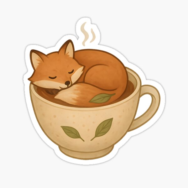 Item preview, Sleeping fox in teacup designed and sold by LeapFrogShop.