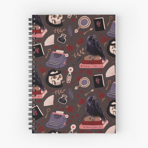 Item preview, Dark academia bookish theme on dark brown with crows, skulls, typewriters, and snakes designed and sold by katerosestudios.