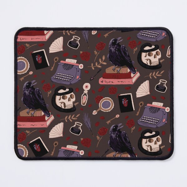Item preview, Dark academia bookish theme on dark brown with crows, skulls, typewriters, and snakes designed and sold by katerosestudios.