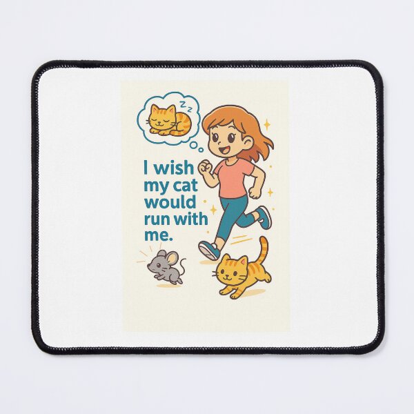 Item preview, I Wish My Cat Would Run With Me – Cute Kawaii Cat Runner T-Shirt designed and sold by Swiftthistle.