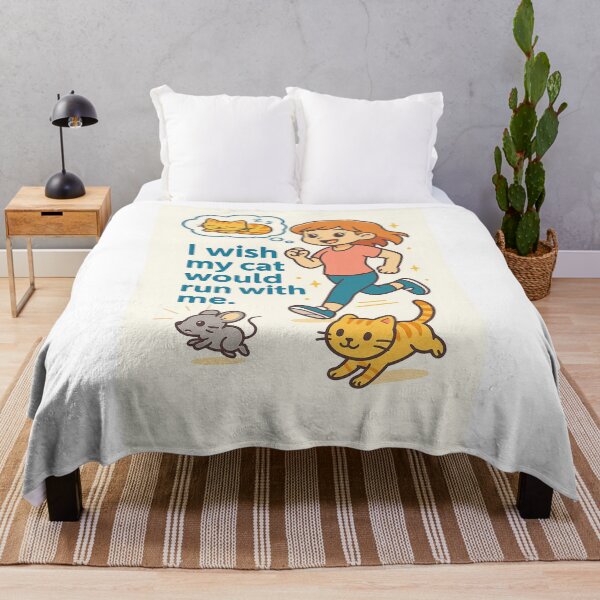 Item preview, I Wish My Cat Would Run With Me – Cute Kawaii Cat Runner T-Shirt designed and sold by Swiftthistle.