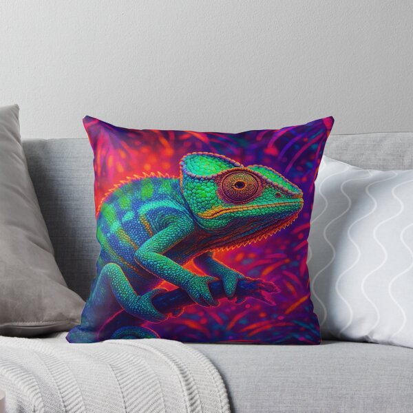 Artikelvorschau, Psychedelic Neon Chameleon | Trippy Jungle Creature Art entworfen und verkauft von buzzprints1234.