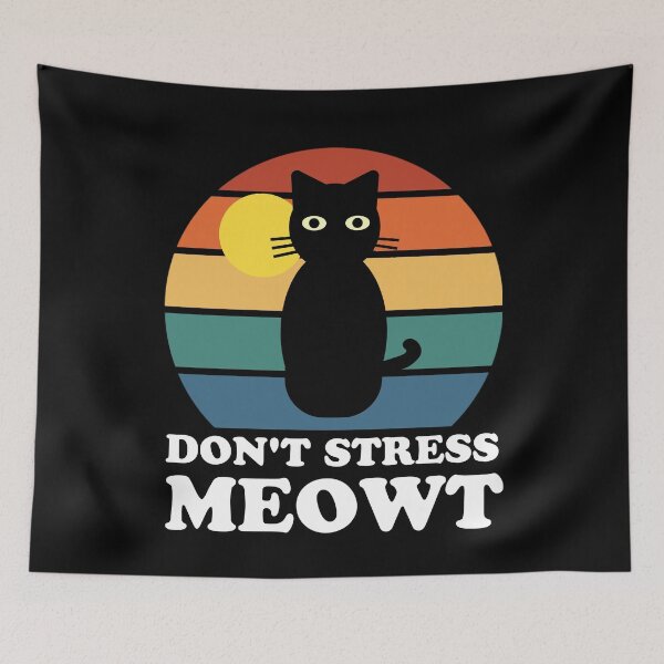 Item preview, Don't Stress Meowt - Retro Sunset Black Cat Funny Quote Pun designed and sold by Sunserize Designs.