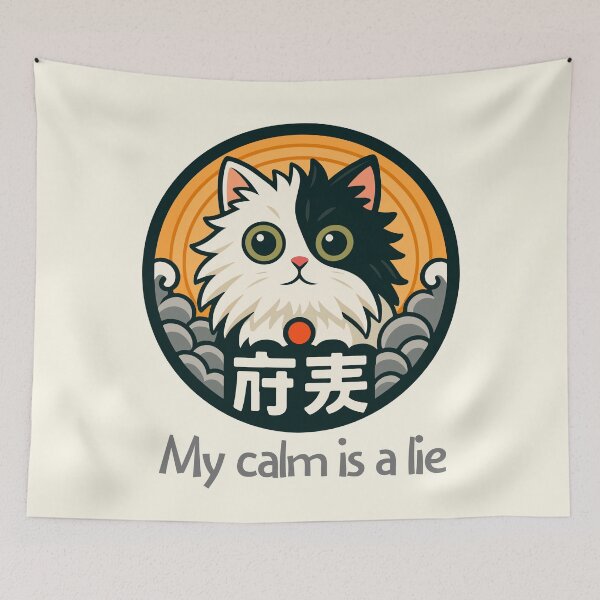 Item preview, My Calm Is A Lie Cat Design - Black and White Kitty Art designed and sold by IAPICTURE.