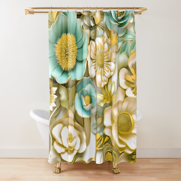 Item preview, Elegant Vintage-Style Aqua And Golden Floral Pattern designed and sold by DEC02.