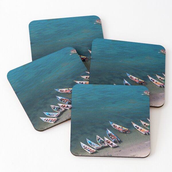 Item preview, Aerial View of Margarita Beach with Turquoise Waters and Fishing Boats designed and sold by Ana Zambrano Photography.