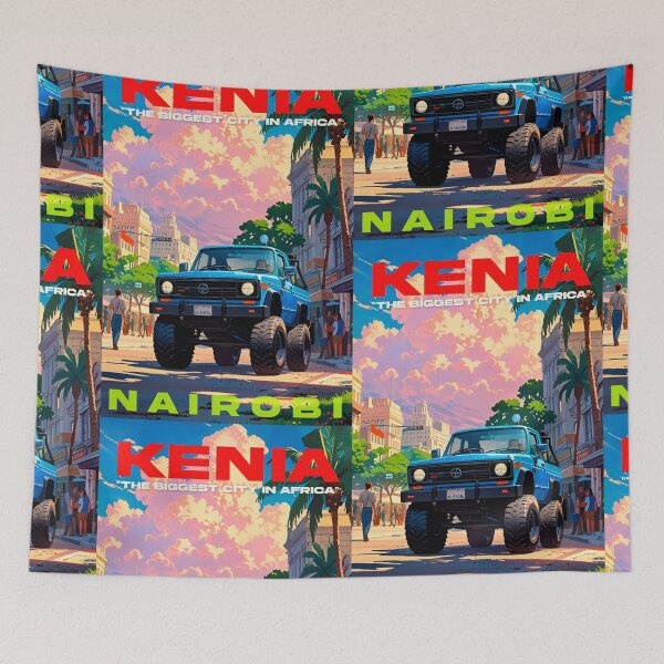 Item preview, Travel to Kenya, Nairobi Sticker, poster with vintage 80s anime design designed and sold by UrbanTRIP.