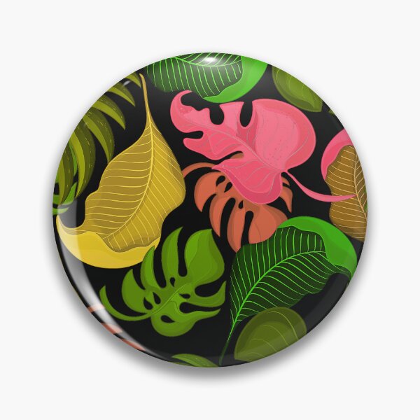 Item preview, Pink, Green, Yellow Tropical Leaves Pattern On Black designed and sold by DEC02.