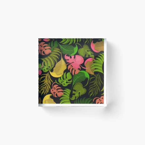 Item preview, Pink, Green, Yellow Tropical Leaves Pattern On Black designed and sold by DEC02.