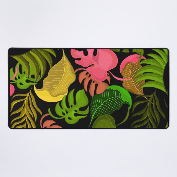 Item preview, Pink, Green, Yellow Tropical Leaves Pattern On Black designed and sold by DEC02.