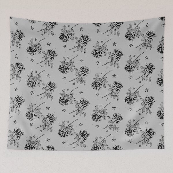 Item preview, Blackwork Roses and stars designed and sold by Jilly Rose Ink.