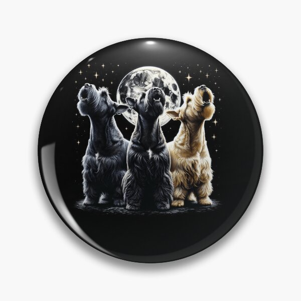 Item preview, Three Scottish Terriers Howling at Moon Like Three Wolves Funny Lover designed and sold by Kimberley King Art  King Art.