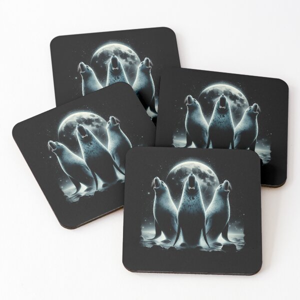 Item preview, Three Seals Howling at Moon Like Three Wolves Funny designed and sold by Kimberley King Art  King Art.