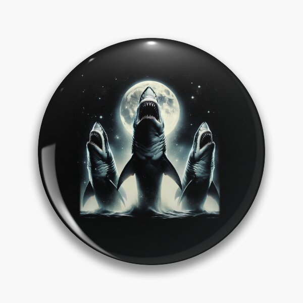 Item preview, Three Sharks Howling at Moon Like Three Wolves Funny designed and sold by Kimberley King Art  King Art.