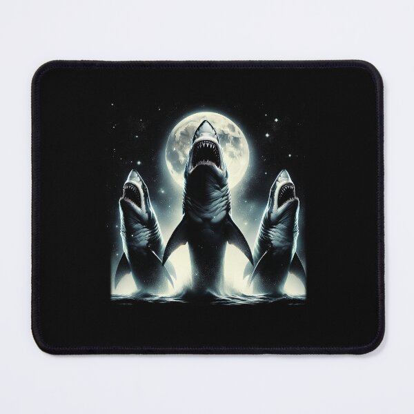 Item preview, Three Sharks Howling at Moon Like Three Wolves Funny designed and sold by Kimberley King Art King Art.