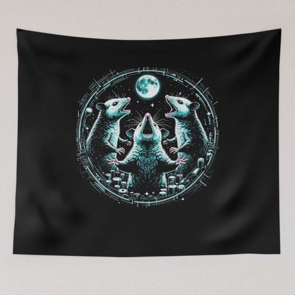 Item preview, Three Possums Howling at Moon Like Three Wolves Funny 2 designed and sold by Kimberley King Art  King Art.