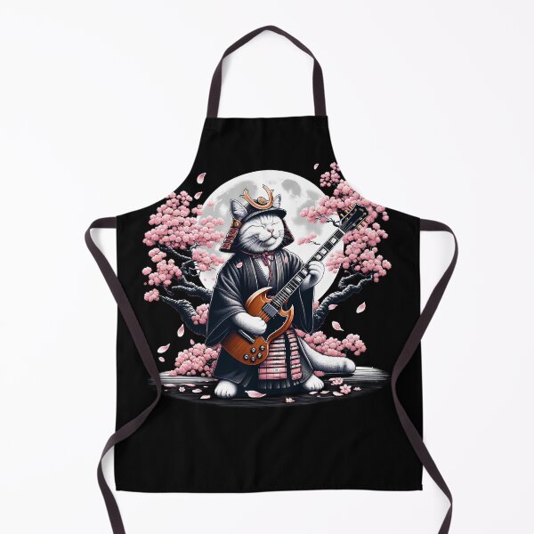 Item preview, Japanese Samurai Cat Playing Electric Guitar Cherry Blossom Guitarist designed and sold by Kimberley King Art King Art.