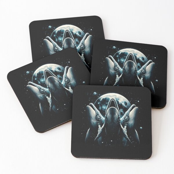 Item preview, Three Whales Howling at Moon Like Three Wolves Funny designed and sold by Kimberley King Art  King Art.