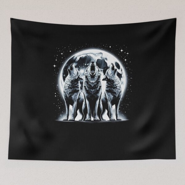Item preview, Three Wolves Howling at Moon designed and sold by Kimberley King Art  King Art.
