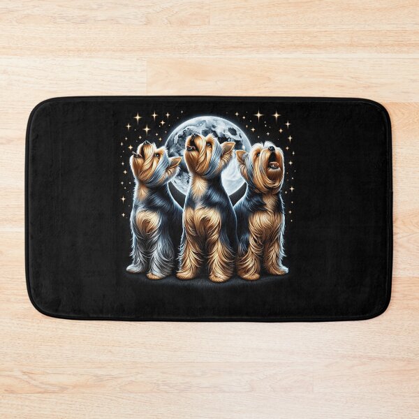 Item preview, Three Yorkshire Terriers Howling at Moon Like Three Wolves Funny designed and sold by Kimberley King Art  King Art.