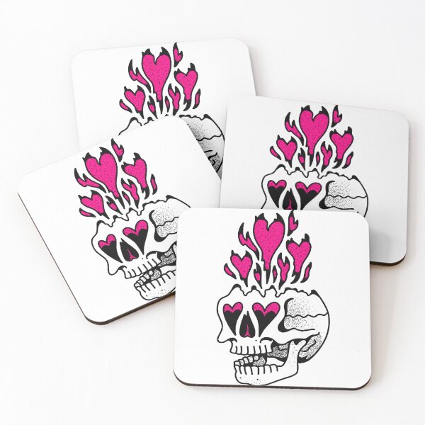 Item preview, Pink mind blown skull with hearts  designed and sold by Jilly Rose Ink.